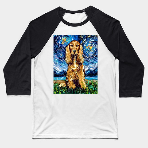 Golden Cocker Spaniel Night Baseball T-Shirt by sagittariusgallery